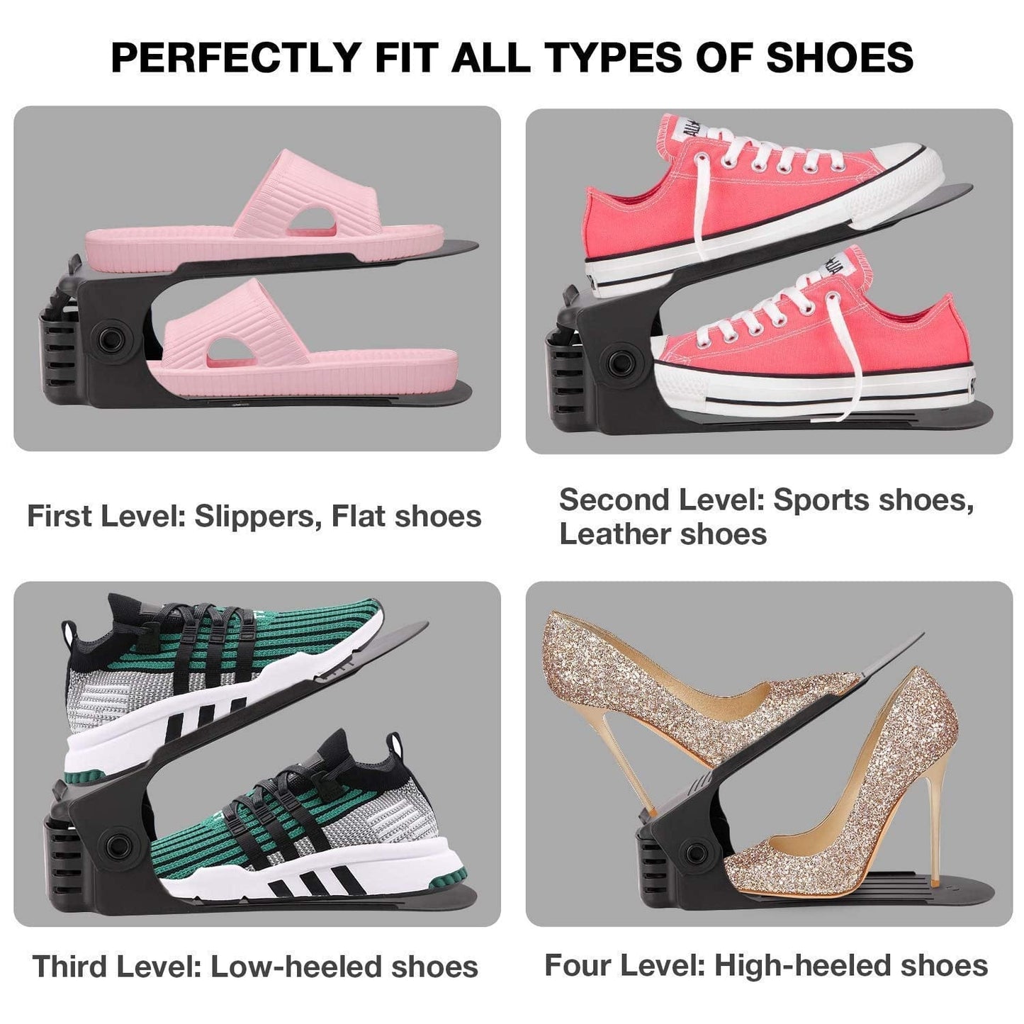 Shoe Organizer - The Adjustable Shoe Slot Rack Space Saver