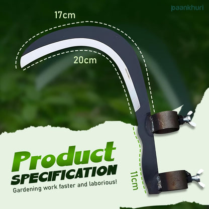 Manual Grass and Weed Cutter – Silver Manganese Steel Curved Blade with Adjustable Handle Clamp (20cm