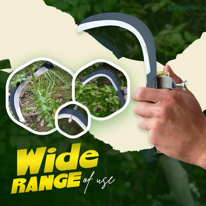 Manual Grass and Weed Cutter – Silver Manganese Steel Curved Blade with Adjustable Handle Clamp (20cm